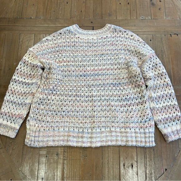 Anthropologie Oversized Mesh Stitch Sweater Size Medium Crochet Chunky Fisherman - Picture 7 of 9